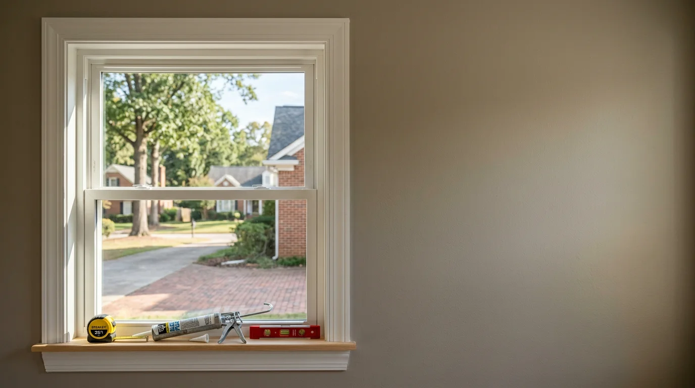 Professional window installation in a Greenville home